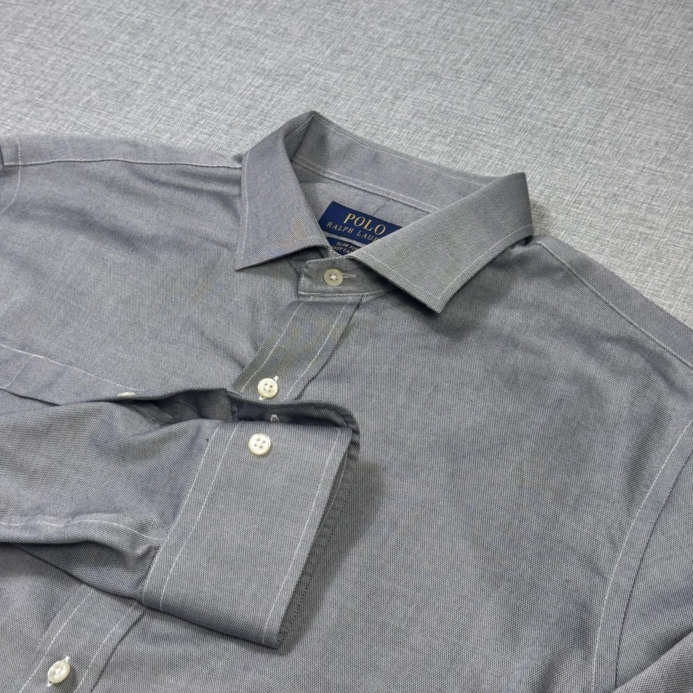 Polo Ralph Lauren Easy Care Slim Fit Dress Shirt Men 16.5 34/35 Gray Long Sleeve